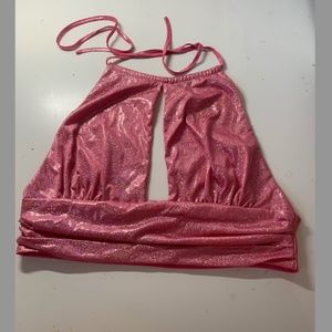 Pink Sparkle Halter Top